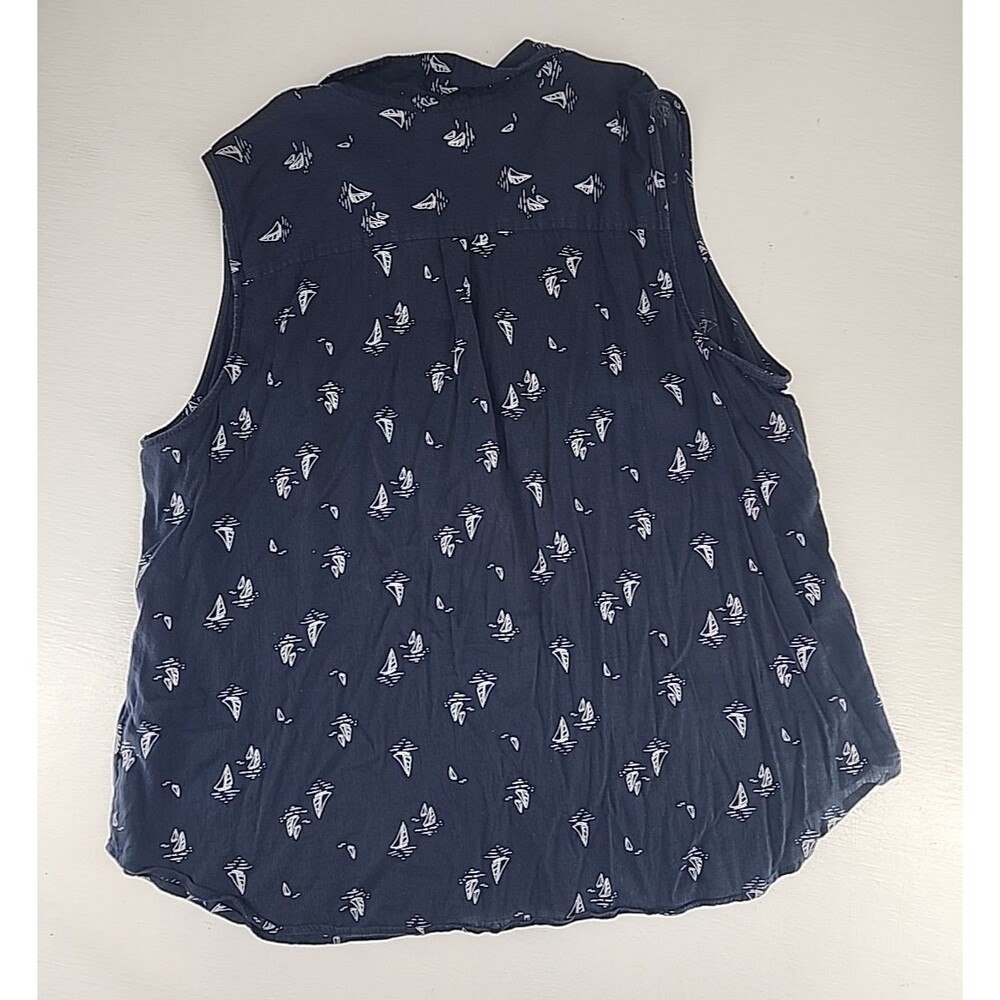 Coastal Nautical Sailboat Sailing Navy‎ Blue Sleeveless Top | Croft & Borrow 3X - Picture 7 of 7